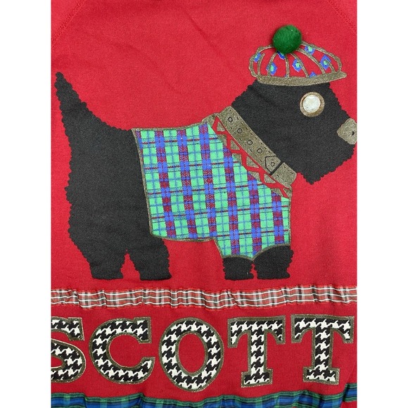 EZL Scotty Red Women's Sweatshirt Top Size L/XL Red Collard Fleece Cotton Blend - Picture 4 of 9